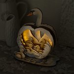 Personalized Swan Family LED Light Wooden Ornament with Text and Date Home Decor Mother's Day Christmas Birthday Gift for Mom