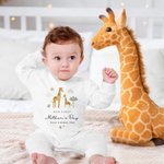 Personalized Cute Giraffe Rainbow 100% Cotton Baby Romper with Name and Year First Mother's Day Baby Shower Gift for Newborn