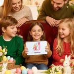 Conejito de Pascua personalizado en acuarela Caja de galletas con nombre y fecha Fiesta de Pascua Cumpleaños Regalo para niños
