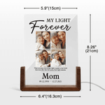 Personalised Photo Acrylic LED Night Light with Name and Wooden Base Home Decor Sympathy Gift for Family Friends