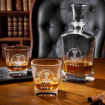 Personalized Viking Runes Whiskey Decanter 2 Glasses Wooden Box Set with Engraved Name Father's Day Birthday Gift for Father Friends Bartenders