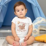 Personalized Watercolor Cute Bears 100% Cotton T-Shirt Baby Onesie Bib with Name Our First Mother's Day Gift for Mom Baby