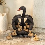 Personalized Swan Family LED Light Wooden Ornament with Text and Date Home Decor Mother's Day Christmas Birthday Gift for Mom