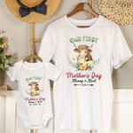 Personlig Vår första mors dag Baby Onesie med söt djur och namn Mors dag present till nyfödd
