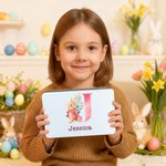 Conejito de Pascua personalizado en acuarela Caja de galletas con nombre y fecha Fiesta de Pascua Cumpleaños Regalo para niños