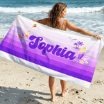 Personalized Multicolor Gradient Stripe Oversized Quick Dry Beach Towel with Name Beach Travel Essentials Birthday Gift for Family Friend
