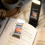 Personalised Book Pile Flower LED Rechargeable Light Clip Bookmark Set with Name Reading Accessories Birthday Gift for Book Lovers Friends