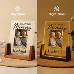 Personalised Photo Acrylic LED Night Light with Name and Wooden Base Home Decor Sympathy Gift for Family Friends