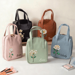 Personalised Birth Flower PU Leather Handheld Makeup Bag with Name Birthday Anniversary Gift for Women