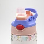 Bouteille d'eau isotherme 12 oz avec poignée et paille en silicone pour enfants Cadeau d'anniversaire de Pâques pour garçons et filles