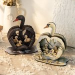 Personalized Swan Family LED Light Wooden Ornament with Text and Date Home Decor Mother's Day Christmas Birthday Gift for Mom