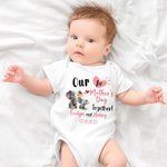 Body bébé ou T-shirt adulte 100% coton personnalisé avec motif éléphant et noms - Cadeau d'anniversaire pour maman et nouveau-né