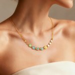 Personalized Colorful Enamel Letter Bead Necklace with Name and Heart Accent Dainty Jewelry Anniversary Birthday Gift for Her