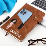 Cuaderno A5 personalizado de cuero PU con nombre bolsillo y personaje de dibujos animados regalo de cumpleaños y agradecimiento para enfermeras