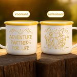 Gepersonaliseerde Avontuurlijke Wandelingen Lijntekening 355 ml Emaille Mok met Naam Verjaardagscadeau voor Vrienden en Wandelaars
