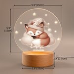 Veilleuse LED Personnalisée avec Motif d'Animal Nom Date et Socle en Bois Décoration de Chambre Cadeau Anniversaire Baby Shower pour Enfants