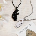 Collar personalizado con oso polar abrazado y nombres joyería linda regalo de San Valentín para pareja
