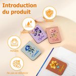 Marque-page magnétique en cuir PU personnalisé avec nom fleur et pierre de naissance - Cadeau d'anniversaire pour les amoureux de lecture