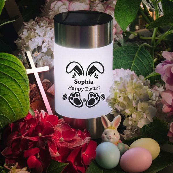 Personalised Cartoon Bunny Solar Garden Light with Name and Blessing Message Garden Decoration Easter Gift for Kids Family