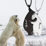 Collar personalizado con oso polar abrazado y nombres joyería linda regalo de San Valentín para pareja