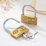 Candado de amor personalizado de latón con llaves nombres y texto grabados regalo de boda compromiso aniversario y San Valentín para parejas