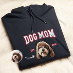 Gepersonaliseerd Geborduurd Hond Mam Huisdier Portret Foto T-shirt Sweatshirt Hoodie met Jaar Moederdag Verjaardagscadeau voor Mamma Huisdier Liefhebber Eigenaren