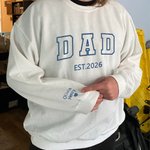 Personalizada de imitación bordado Papá Camiseta Sudadera Sudadera con capucha con Est Año y los nombres de los niños Día del Padre Cumpleaños Regalo para él