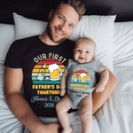 Personalized Baby Bottle Beer Father and Daughter Son Set Name Year Best Dad T-shirt Our First Father’s Day Gift