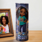 Personalized Cartoon Character Graffiti Style 20 oz Straight Skinny Tumbler Back to School Daily Gift for Kids Graffiti Lovers