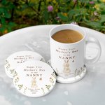 Set de Taza de Café y Posavasos de Cerámica Personalizados Feliz Primer Día de la Madre 11oz con Diseño de Abrazo de Animales Regalo del Día de la Madre para la Abuela Mamá