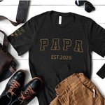 Personalizada de imitación bordado Papá Camiseta Sudadera Sudadera con capucha con Est Año y los nombres de los niños Día del Padre Cumpleaños Regalo para él