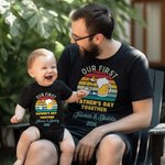 Personalized Baby Bottle Beer Father and Daughter Son Set Name Year Best Dad T-shirt Our First Father’s Day Gift