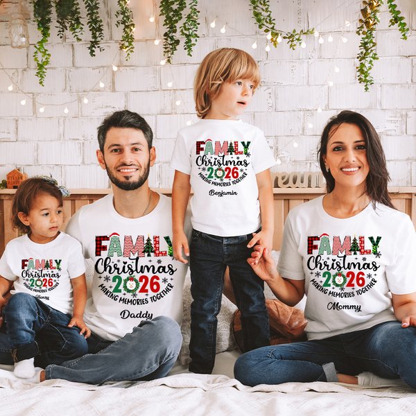 Personalised Family Christmas Making Memories Together T-shirt Sweatshirt Baby Onesie Christmas Gift for Mother Father Kids
