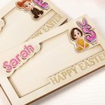 Porte-monnaie en bois avec nom et initiales Personnalisé Personnalisé Personnalisé Personnage lapin en bois avec nom et initiales Fête de Pâques Cadeau pour enfants
