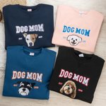 Gepersonaliseerd Geborduurd Hond Mam Huisdier Portret Foto T-shirt Sweatshirt Hoodie met Jaar Moederdag Verjaardagscadeau voor Mamma Huisdier Liefhebber Eigenaren