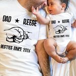 Personalisierte Faust Matching Set Shirt Besties seit Jahr Vater und Baby Vatertag Geschenk neue Papa Geschenk Baumwollhemd