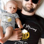 Biberon et chope de bière personnalisés T-shirt 100% coton et pyjama avec texte Cadeau d'anniversaire de la fête des pères pour le papa d'un enfant