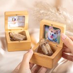 Personalised Engraving Wooden Pet Fur Photo Magnetic Keepsake Box with Name Dog Paw Rainbow Bridge Loss of Pet Memorial Gift for Pet Owner