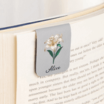 Personalisierter magnetischer Lesezeichen-Clip | mit Geburtsblume und Namen | Lesezubehör | Geburtstagsgeschenk für Buchliebhaber Bücherwürmer