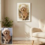 Personalised Watercolour Style Pet Portrait Photo Canvas Painting with Name Home Decor Pet Birthday Gift for Pet Lovers Owners