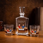 Decantador de Whisky Personalizado con Cara y Caricatura de Personaje con Nombre y Texto Regalo de Cumpleaños para Hombres Amantes del Whisky