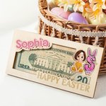 Porte-monnaie en bois avec nom et initiales Personnalisé Personnalisé Personnalisé Personnage lapin en bois avec nom et initiales Fête de Pâques Cadeau pour enfants