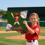 Funda de cojín personalizada de béisbol de dibujos animados con nombre Decoración del hogar Cumpleaños Día del niño Día del partido Regalo para niños amantes del béisbol