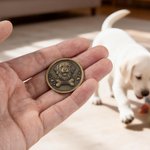 Spersonalizowana kość z odciskiem łapy 3D Zdjęcie zwierzaka Moneta pamiątkowa w stylu retro z imieniem i przezroczystym etui do przechowywania Pamiątka dla zwierzaka Prezent dla właściciela zwierzaka 