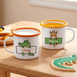 Personalised Cute Animal 12 oz Enamel Mug with Name Daily Use Birthday Gift for Boys Girls