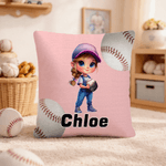 Funda de cojín personalizada de béisbol de dibujos animados con nombre Decoración del hogar Cumpleaños Día del niño Día del partido Regalo para niños amantes del béisbol