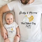 Biberon et chope de bière personnalisés T-shirt 100% coton et pyjama avec texte Cadeau d'anniversaire de la fête des pères pour le papa d'un enfant