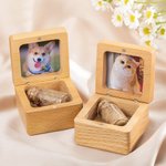 Personalised Engraving Wooden Pet Fur Photo Magnetic Keepsake Box with Name Dog Paw Rainbow Bridge Loss of Pet Memorial Gift for Pet Owner