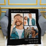 Personalised 1-6 Photos Collage Soft Warm Blanket with Name Date and Text Multicolor Available Birthday Anniversary Gift for Family Couple