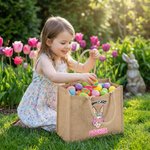 Personalized Happy Easter Sunglasses Bunny Large Jute Tote Bag with Name Easter Party Gift for Kids